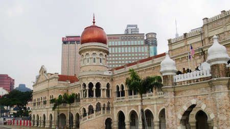 Kuala Lumpur, Malaysia- March 2018: Cropped side view shot of the National Textile Museum in Kuala Lumpur.のeditorial素材