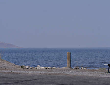 Wide shot of Salt Lake on a cloudless day.