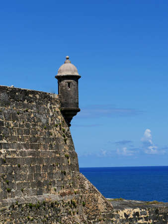One of the turrets or watch tower at the El Morro Fort in San Juan, Puerto Rico.のeditorial素材