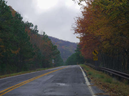 Scenic Talimena Drive in Oklahoma at autumn