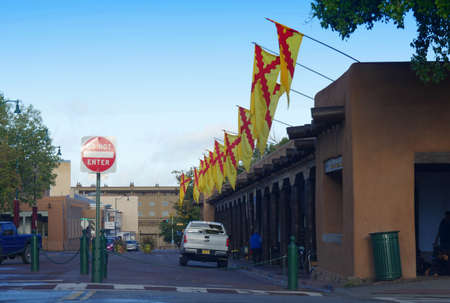 SANTA FE, NEW MEXICOâ€”OCTOBER 2017: Close dstreet outside the arts center where local artists...