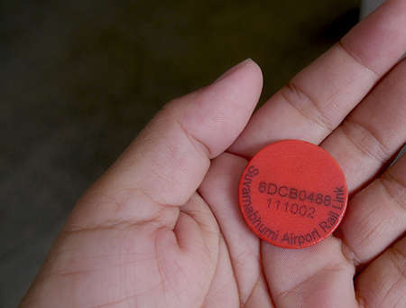 BANGKOK, THAILANDâ€”MARCH 2016: A token used for the Suvarnabhumi Airport Rail Link