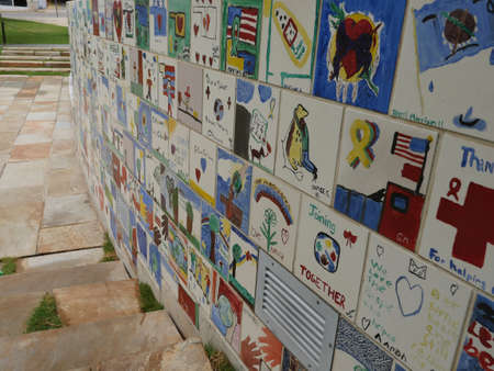 OKLAHOMA CITY, USAâ€”SEPTEMBER 2015: Childrenâ€™s pictures and artwork posted outside the...