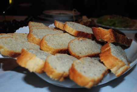 Slices of toasted bread on a plate