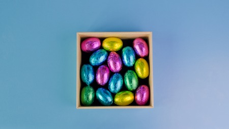 traditional colorful easter eggs. greeting cardの写真素材