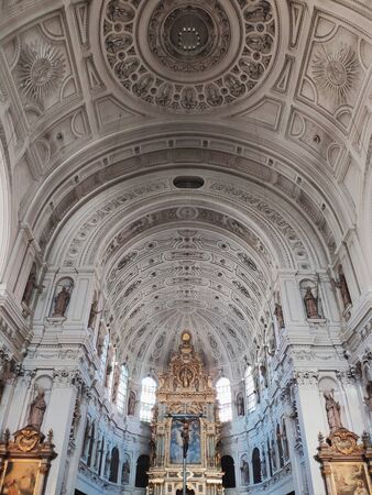 Munich, Germany - June 28, 2019: Interior of St. Michael's Church in Munich. St Michael is a Jesuit church. The style of the building had an enormous influence on Southern German early Baroque architecture.のeditorial素材