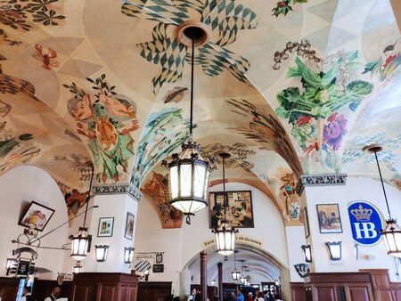 Munich, Germany - June 28, 2019: Hofbraeuhaus beer house, Munichのeditorial素材