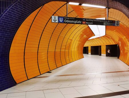 Munich, Germany - June 28, 2019 : Interior Space of Marienplatz U Bahn Station, Marienplatz is an important stop on the Munich S-Bahn and U-Bahn network.のeditorial素材