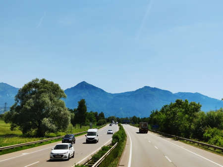 Bavaria, Germany - June 25, 2019: autobahn road germany highway.のeditorial素材