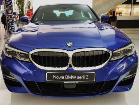 Wroclaw, Poland - Nov 15, 2019: BMW Serie 3 at display standのeditorial素材
