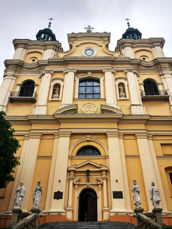 The facade of the Cathedral of St John the Baptist in Poland