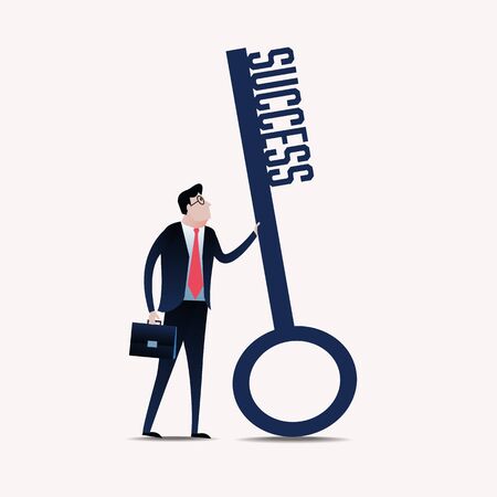 Businessman with a key success. business concept illustrationのイラスト素材