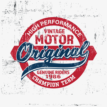Typography vintage motor brand print for t-shirt. Retro artwork illustrationのイラスト素材