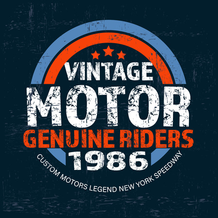 Typography vintage motor brand print for t-shirt. Retro artwork illustrationのイラスト素材