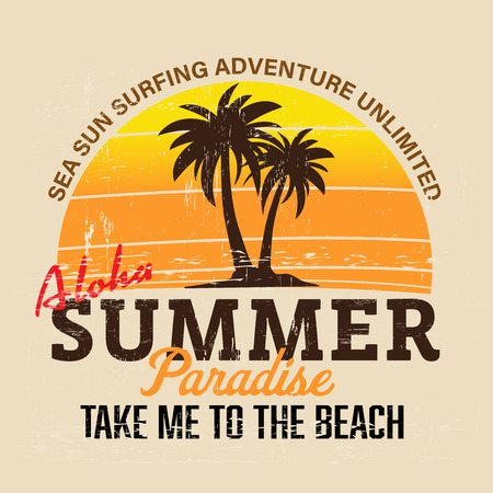 Typography Summer vintage brand print for t-shirt. Retro artwork illustrationのイラスト素材