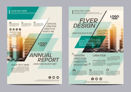 Green Brochure Layout design template. Annual Report Leaflet cover Presentation Modern background. illustration vector in A4 sizeのイラスト素材