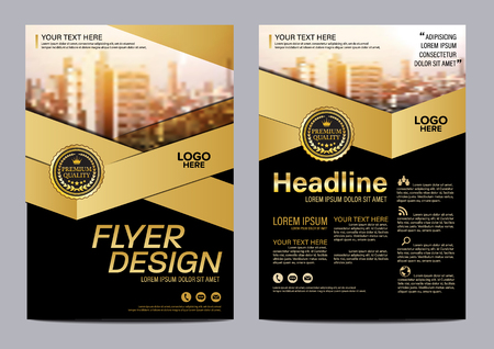 Gold Brochure Layout design template. Annual Report business Leaflet cover Presentation Modern background. illustration vectorのイラスト素材