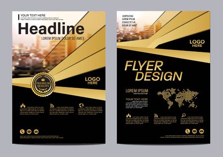 Gold Brochure Layout design template. Annual Report business Leaflet cover Presentation Modern background. illustration vectorのイラスト素材
