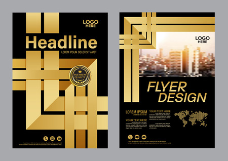 Gold Brochure Layout design template. Annual Report business Leaflet cover Presentation Modern background. illustration vectorのイラスト素材