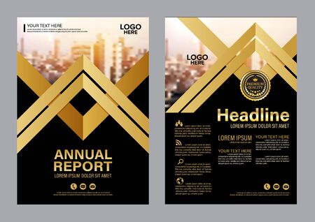 Gold Brochure Layout design template. Annual Report business Leaflet cover Presentation Modern background. illustration vectorのイラスト素材