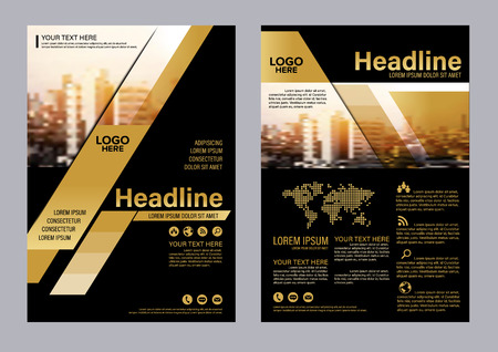 Gold Brochure Layout design template. Annual Report business Leaflet cover Presentation Modern background. illustration vectorのイラスト素材
