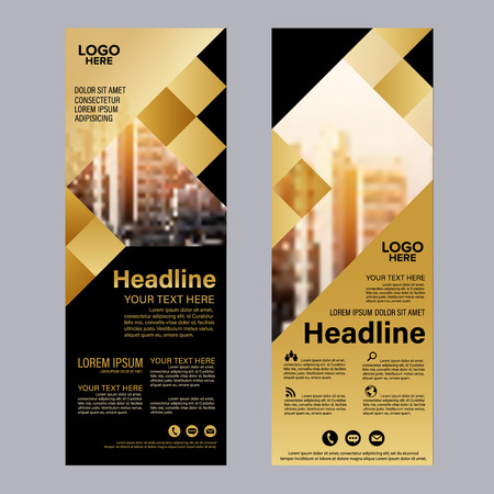 Gold Roll up layout template. flag flyer business banner backdrop design. vector illustration backgroundのイラスト素材