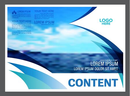 Seascape and blue sky presentation layout design template background for tourism travel business. illustration vector artwork.のイラスト素材