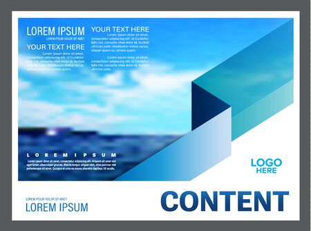 Seascape and blue sky presentation layout design template background for tourism travel business. illustration vector artwork.のイラスト素材
