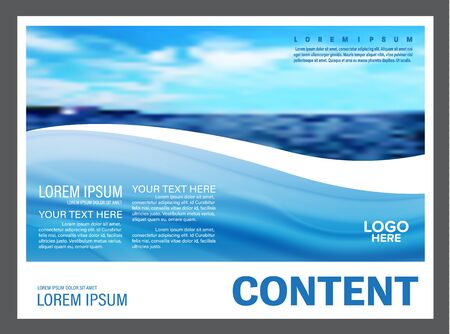 Seascape and blue sky presentation layout design template background for tourism travel business. illustration vector artwork.のイラスト素材