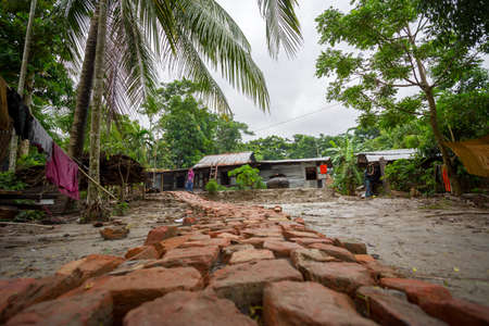 Bangladesh â€“ June 27, 2015: A destroyed home due to river erosion at Rasulpur, Barisal...