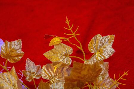 Golden leaf Hand made paper flower, Wedding decoration and colorful wedding stage in Bangladesh.の写真素材