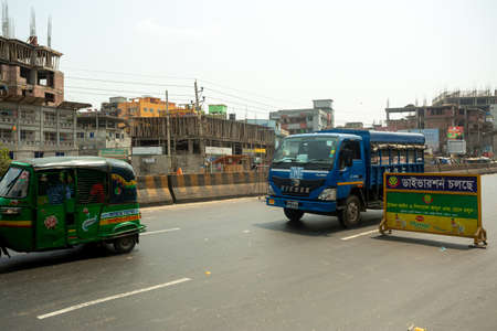 Bangladesh â€“ April 14, 2021: Jatrabari, one of the busiest areas of Dhaka city, is completely...