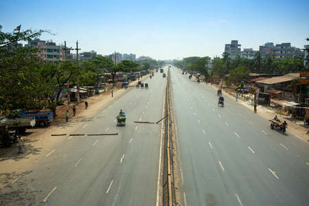 Bangladesh â€“ April 14, 2021: Jatrabari, one of the busiest areas of Dhaka city, is completely...