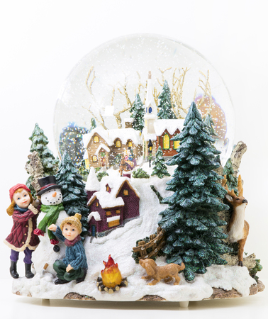 big snow globe with lightの写真素材