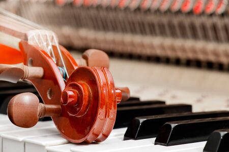 violin tune chorus head on the piano keys background