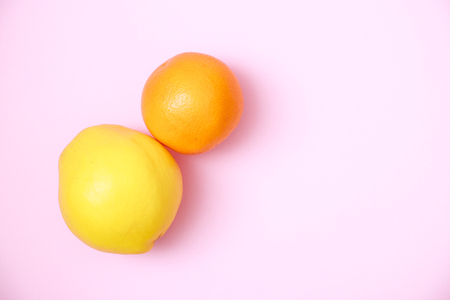 Creative layout made of quince and orange. Flat lay. Food concept. Macro concept.の写真素材