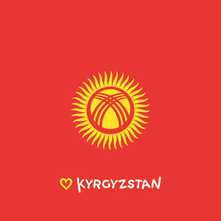 Kyrgyzstan National Flag Square Artの写真素材