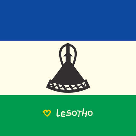 Lesotho National Flag Square Artの写真素材