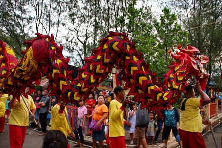 Barongsai and Dragon boat burning. Among Indonesians of Chinese descent, usually held during the Peh Cun Festival, which they will celebrate, Pekalongan/Central Java Indonesia, June 7, 2019のeditorial素材