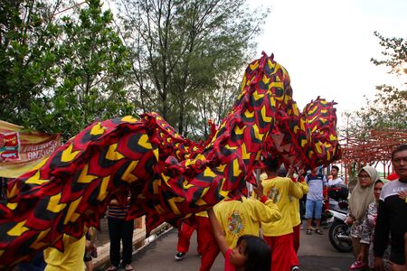 Barongsai and Dragon boat burning. Among Indonesians of Chinese descent, usually held during the Peh Cun Festival, which they will celebrateのeditorial素材