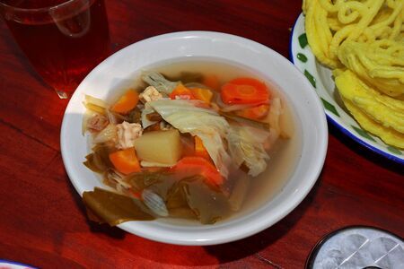 Sayur asem or sayur asam is a Southeast Asian vegetable soup originating from Indonesia. It is a popular Indonesian dish, consisting of vegetables in tamarind soup. Common ingredients are peanuts,の写真素材