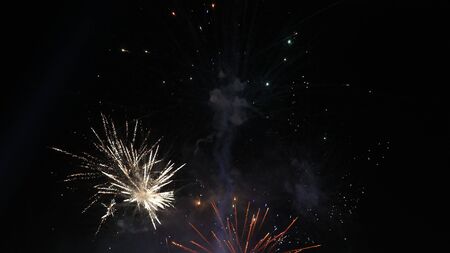 Fireworks that explode in the air, very beautiful with colorful lights