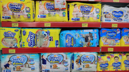 Body care, Skincare and Cosmetic bottles products, on shelf in supermarket. Batang Indonesia, November 18, 202のeditorial素材