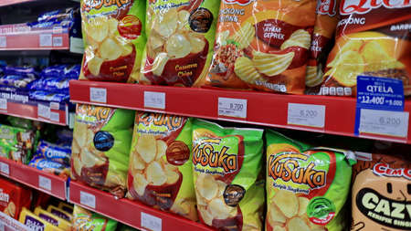 household goods sold on supermarket shelves, Batang, January 17, 2022のeditorial素材