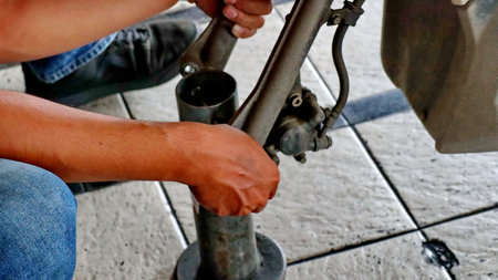 Replacing motorcycle tires at a motorcycle repair shop, motorcycle tire service