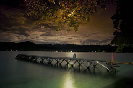 Under full moonの写真素材