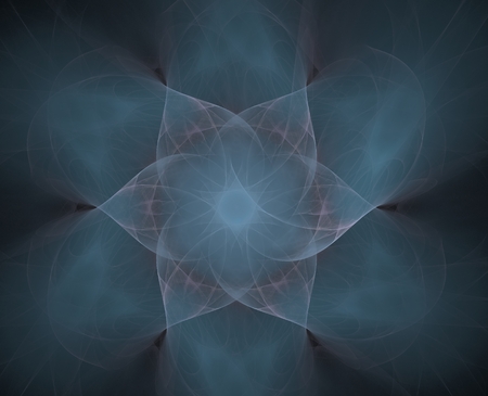 Abstract background fractal blue petals on a dark backgroundの写真素材