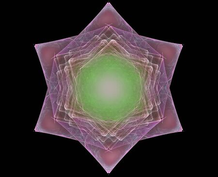 Abstract fractal hexagonal star on a dark backgroundの写真素材