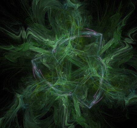 Abstract fractal curvature on a dark backgroundの写真素材