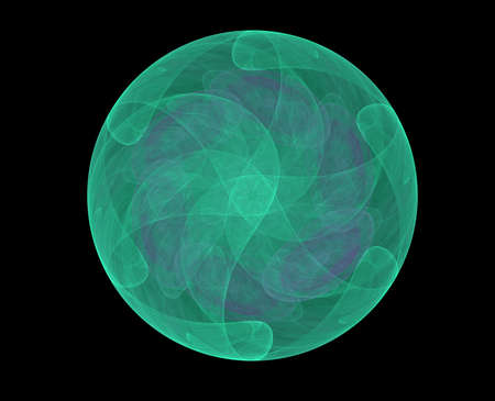 Abstract fractal, twisted multi-colored hexagon on a dark backgroundの写真素材